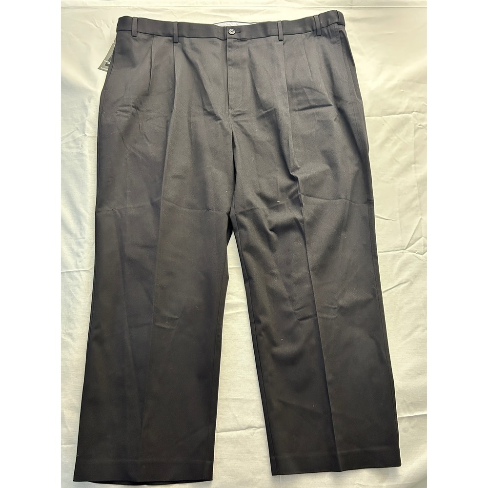 Savane Mens 50x30 Black Pleated Ultimate Performance Chino Big & Tall Pants NWT